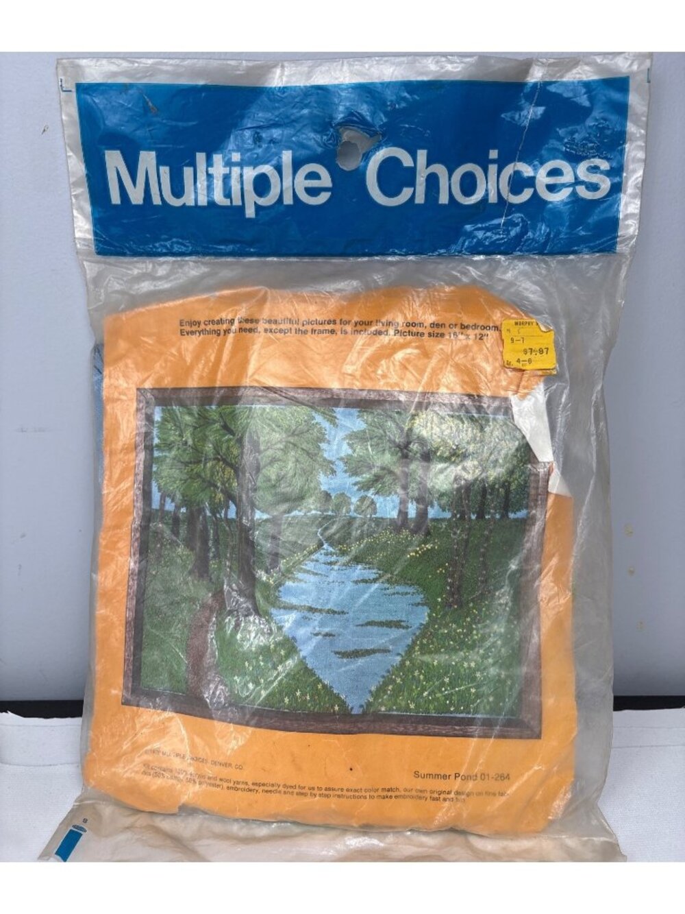 Multiple Choices Summer Pond Embroidery Kit 16" x 12" Acrylic Wool Yarn 1976